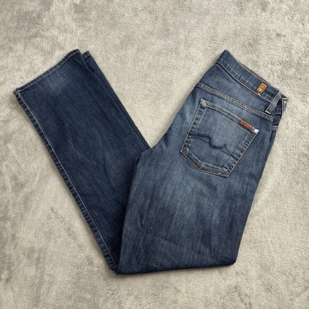 7 For All Mankind Carsen Jeans Men 30x31 Blue Denim Straight Leg Casual Pants